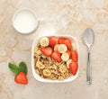 Muesli with bananas and strawberries Royalty Free Stock Photo