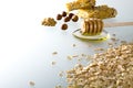 Muesli bar, oatmeal and honey Royalty Free Stock Photo