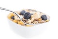 Muesli with Blueberries on a spoon Royalty Free Stock Photo