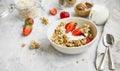 Muesli bowl with yogurt and strawberries