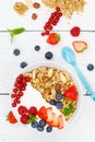 Muesli breakfast fruits yogurt strawberries cereals berries port Royalty Free Stock Photo