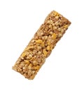 Muesli cereal bar with chocolate isolated Royalty Free Stock Photo