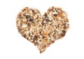 Muesli cereal grains, seeds, fruit and nut heart