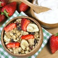 Muesli cereals, yoghurt and fresh strawberries Royalty Free Stock Photo