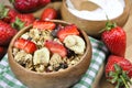 Muesli cereals, yoghurt and fresh strawberries Royalty Free Stock Photo