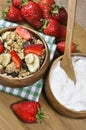 Muesli cereals, yoghurt and fresh strawberries Royalty Free Stock Photo