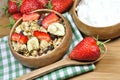 Muesli cereals, yoghurt and fresh strawberries Royalty Free Stock Photo