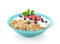 Muesli with fresh berries and yogurt in a bowl Royalty Free Stock Photo