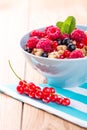 Muesli with fresh fruits.