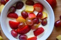 Muesli with fresh fruits and yogurt Royalty Free Stock Photo