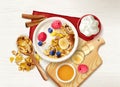 Muesli Fruits Table Composition Royalty Free Stock Photo