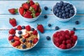 Muesli with greek yogurt on the table