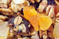 Muesli heap, granule texture as background, baked muesli healthy Breakfast, close-up macro