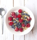 Muesli with milk and fresh berries