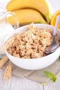 Muesli,milk and fruits Royalty Free Stock Photo