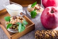 Muesli with nuts and raisins Royalty Free Stock Photo