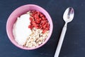 Muesli with yogurt and goji berry Royalty Free Stock Photo
