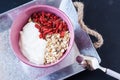 Muesli with yogurt and goji berry Royalty Free Stock Photo