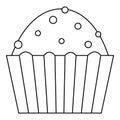 Muffin cake icon, outline style