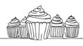 Muffin cake one single line drawing for logo.