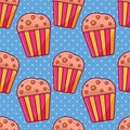 Muffin cake seamless pattern vector illustration