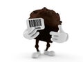 Muffin character holding barcode Royalty Free Stock Photo