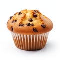 Muffin With Chocolate Chips On White Background - Unique Cabincore Style