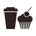 Muffin and coffee to go icon