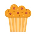 Muffin color vector icon. Flat cupcake illustration. Cake dessert design