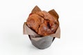 Muffin cup cake closeup. With chocolate and fruit filling Royalty Free Stock Photo