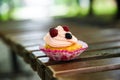 Muffin or cupcake with Cream with wild berries