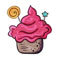 The muffin or cupcake decorated with cream. Illustration for any design