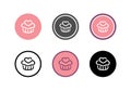 Muffin icon set, collection of cup cake logo, circle symbol design - Vector