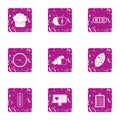 Muffin icons set, grunge style