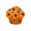 Muffin with raisins vector illustration. Muffin traditional delicious bakery.