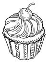 Muffin Vintage Retro Woodcut Style