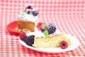 Muffin with whipped cream and cake with icing Royalty Free Stock Photo