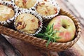 Muffins with becon and apple