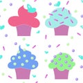 Muffins cakes sweets confectionary seamless pattern