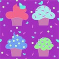 Muffins cakes sweets confectionary seamless pattern