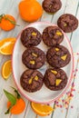 Muffins with chocolate and oranges