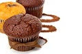 Muffins with cocoa and chocolate