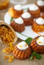 Muffins with cream cheese and raisins Royalty Free Stock Photo