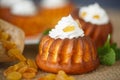 Muffins with cream cheese and raisins Royalty Free Stock Photo