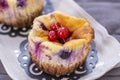 Muffins with fresh blueberry, blackberry, cranberry and strawberry Royalty Free Stock Photo