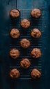 Muffins neatly arranged on the kitchen table in flat lay