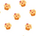 Muffins seamless pattern. Sweet dessert background. Bakery and pastry foods. great for wrapping paper, banner, textile, wallpaper