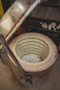 Muffle furnace for firing ceramics in pottery workshop Royalty Free Stock Photo