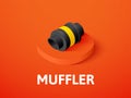 Muffler isometric icon, isolated on color background