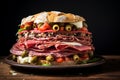 Muffuletta: Sicilian Sesame Bread Sandwich with Olive Salad, Cheese, and Meats